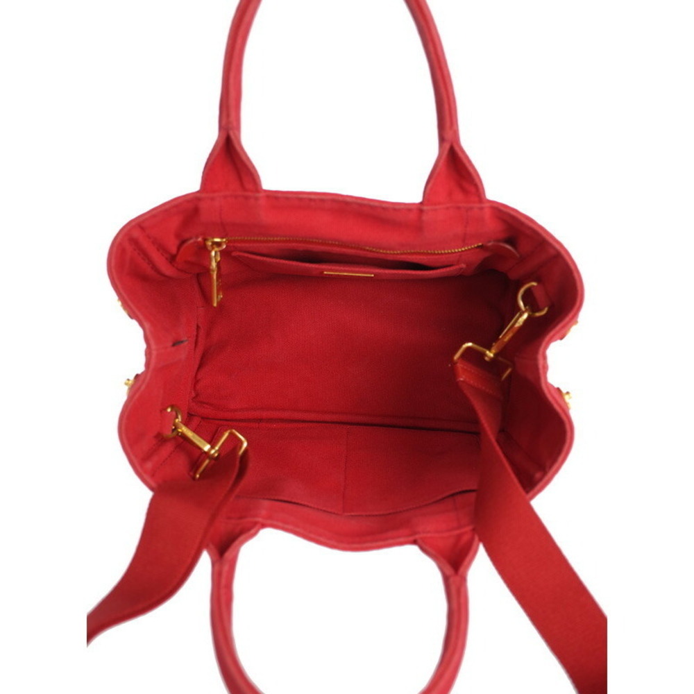 Prada Canapa Convertible 2way Tote Top Handle Shoulder Bag Red - Picture 3 of 9